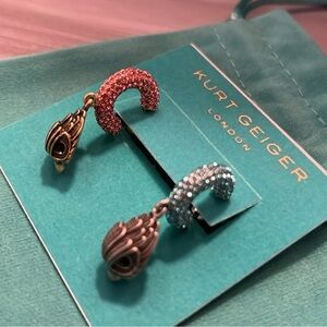 Kurt Geiger Pink and Blue Embellished Earrings